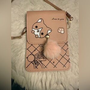 Cute Pink Crossbody Bag with Cat Design